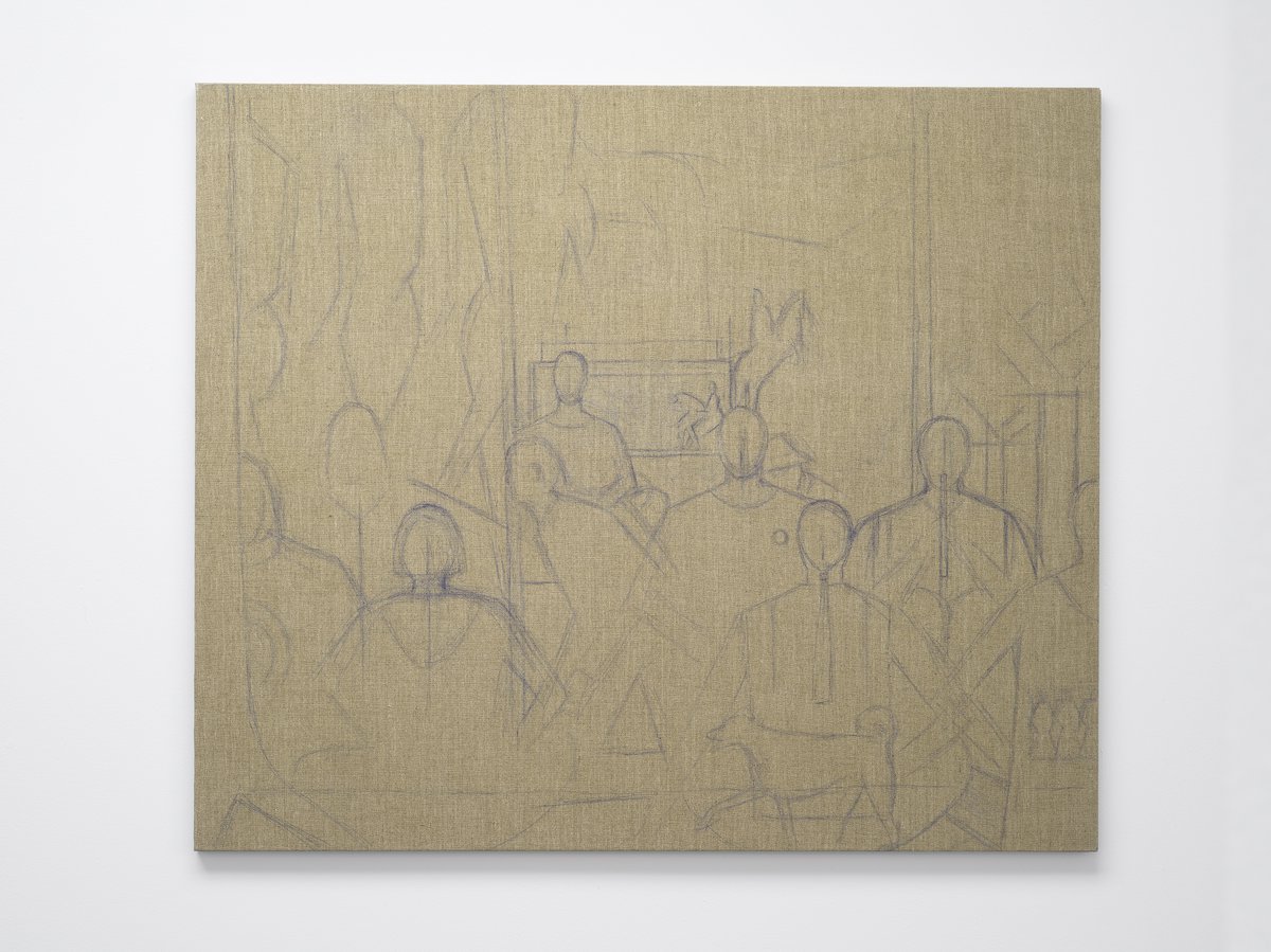 Matthias NogglerCityscape (Sit-in), 2023Color pencil on linen110 × 130 cm