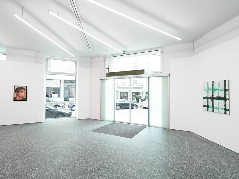 Installation view, From left: Jeanne Dunning, Untitled, 2004, Epson Ultrachrome inks on Hahnemühle paper and frame, United States, 72.3 x 51.4 cm (28½ x 20¼ inches); Gaylen Gerber with Donelle Woolford, Support/Ding Dang Dong, n.d., 2011, Bic pen, acrylic paint, and aqueous ink jet on paper pva-mounted on oil paint on canvas, United States, overall dimensions vary with installation (3 panels, 96.5 x 96.5 cm, 38 x 38 inches)