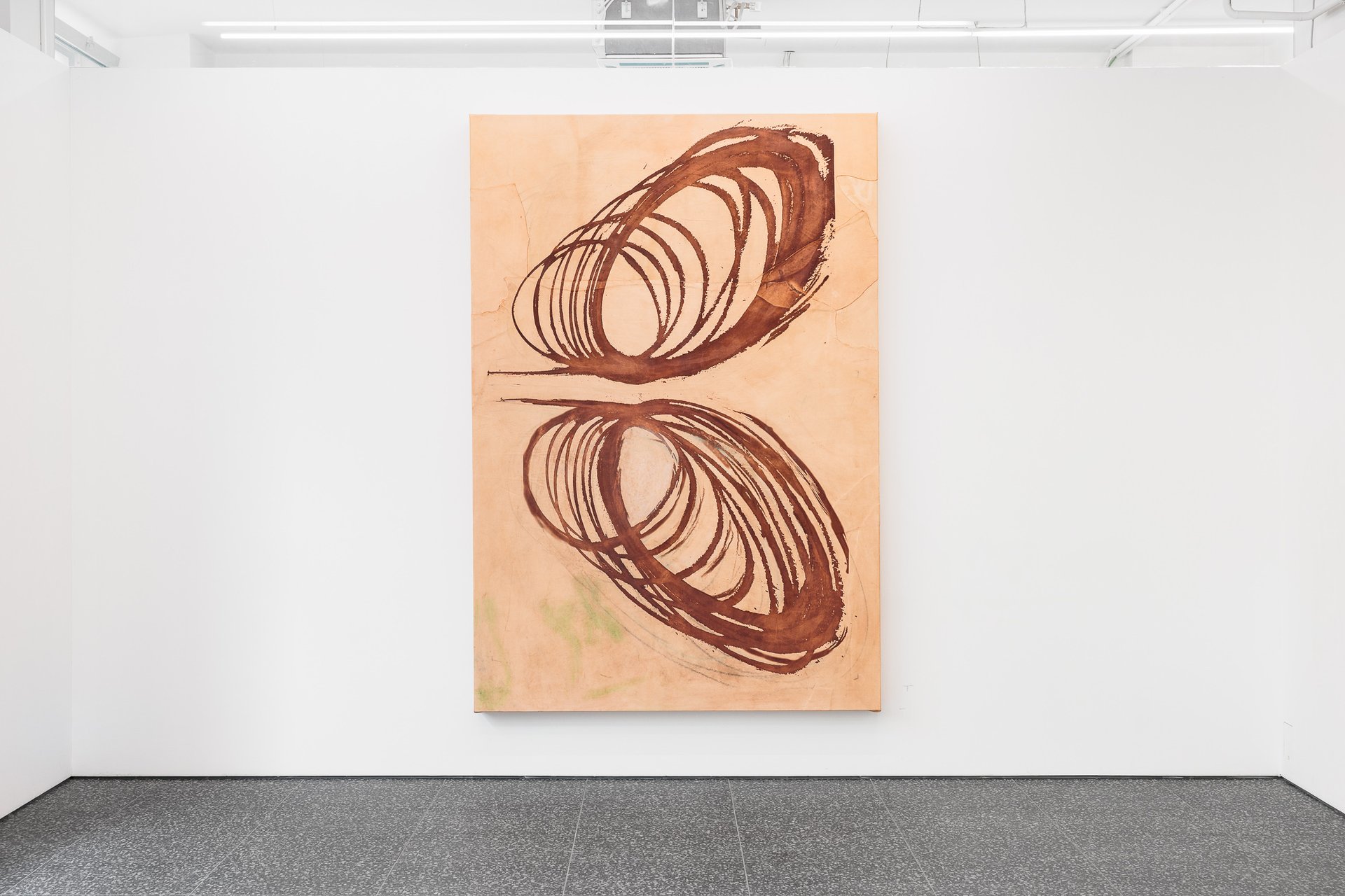 Lena HenkeCombustions 18 [Two Wheeler], 2024Laser etched leather, pigment on wooden panel250 x 170 x 15 cm