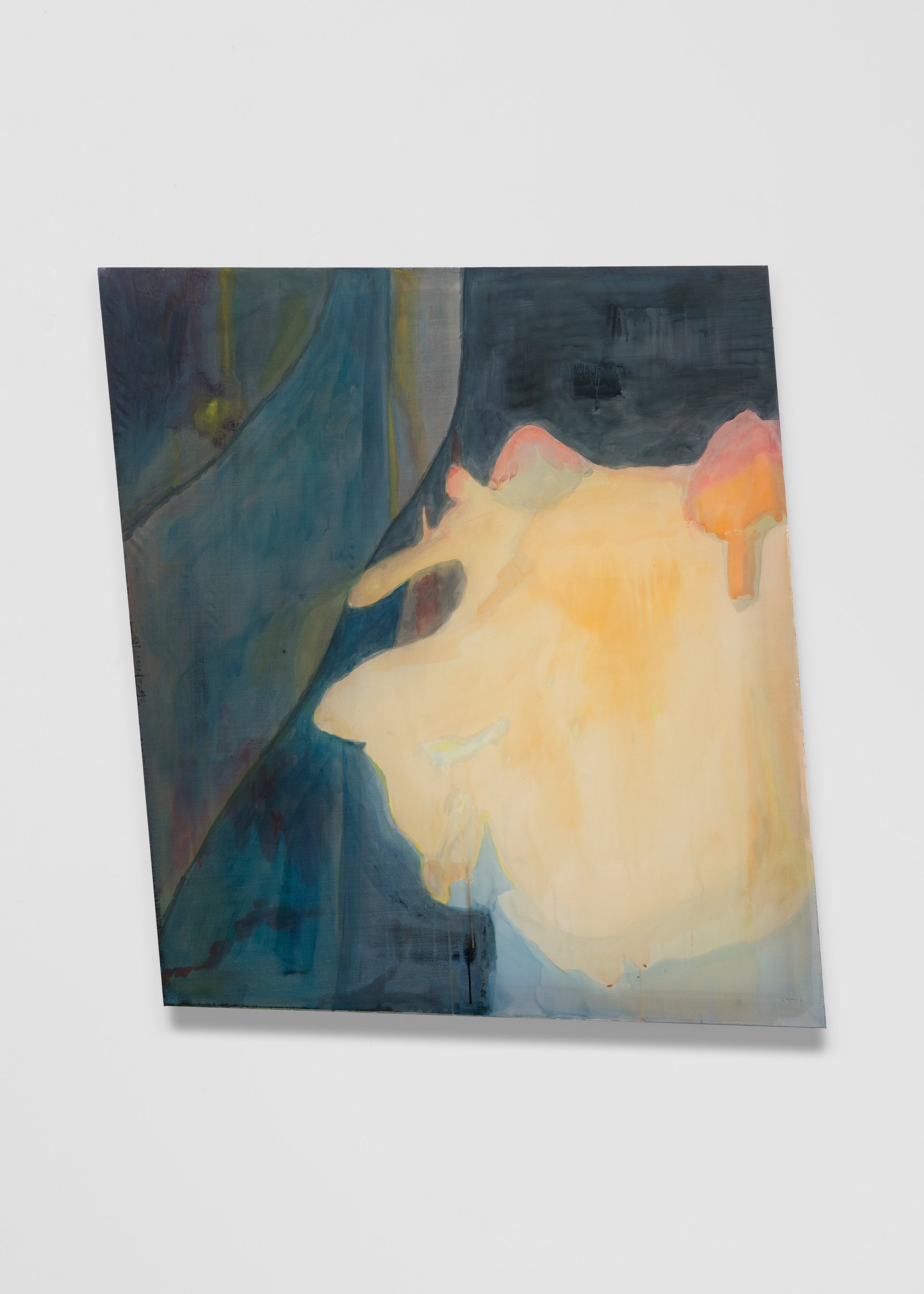 Leah Ke Yi ZhengUntitled (window), 2024Acrylic on silk over cherry wood stretcher127 x 118 x 6 cm / 50 x 46 1/2 x 2 3/8 in