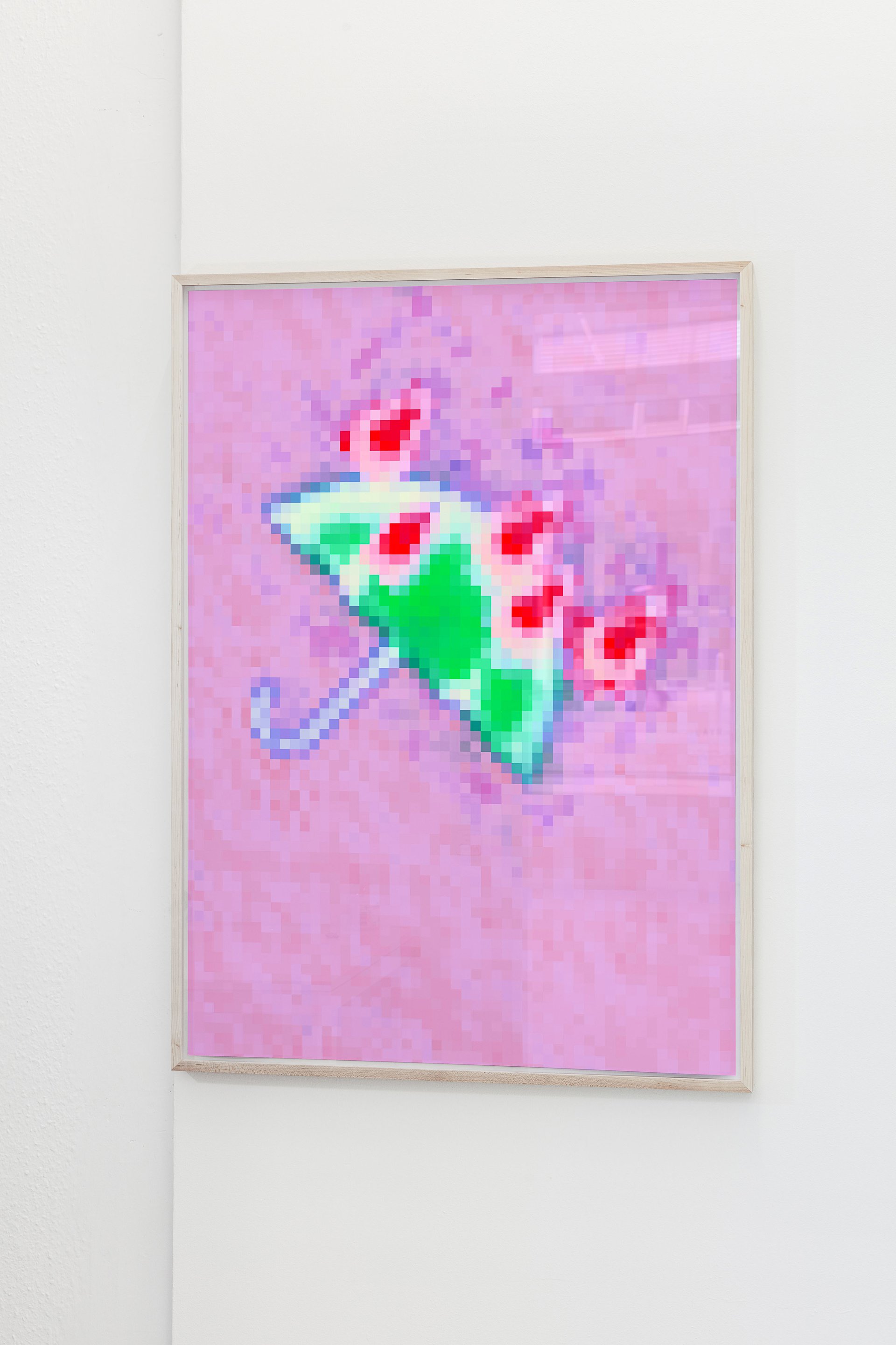 Lisa HolzerRain / Umbrella (pink/green), 2021 Pigment print on cotton paper, black marker on wood110.3 x 80.1 cm