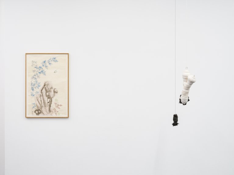 Cici WuDislocated Love (Flower, Bird, Bamboo and Rock), 2023uniqueink and mineral pigment on rice paper90 x 57 x 3 cm / 35.4 x 22.4 x 1.18 in95.7 x 63.9 x 3 cm (framed)Courtesy of the artist &amp; Empty Gallery, Hong KongDenisa LehockáUntitled, 2026textiles, plaster, cotton thread, magnets, metal ash, metal components;magnets, metal, cotton thread2-part, dimensions variable46 x 25 x 8 cm, 11 x 6 x 6 cm (approx. installed dimensions)Courtesy of the artist &amp; Lombardi-Kargl, Vienna