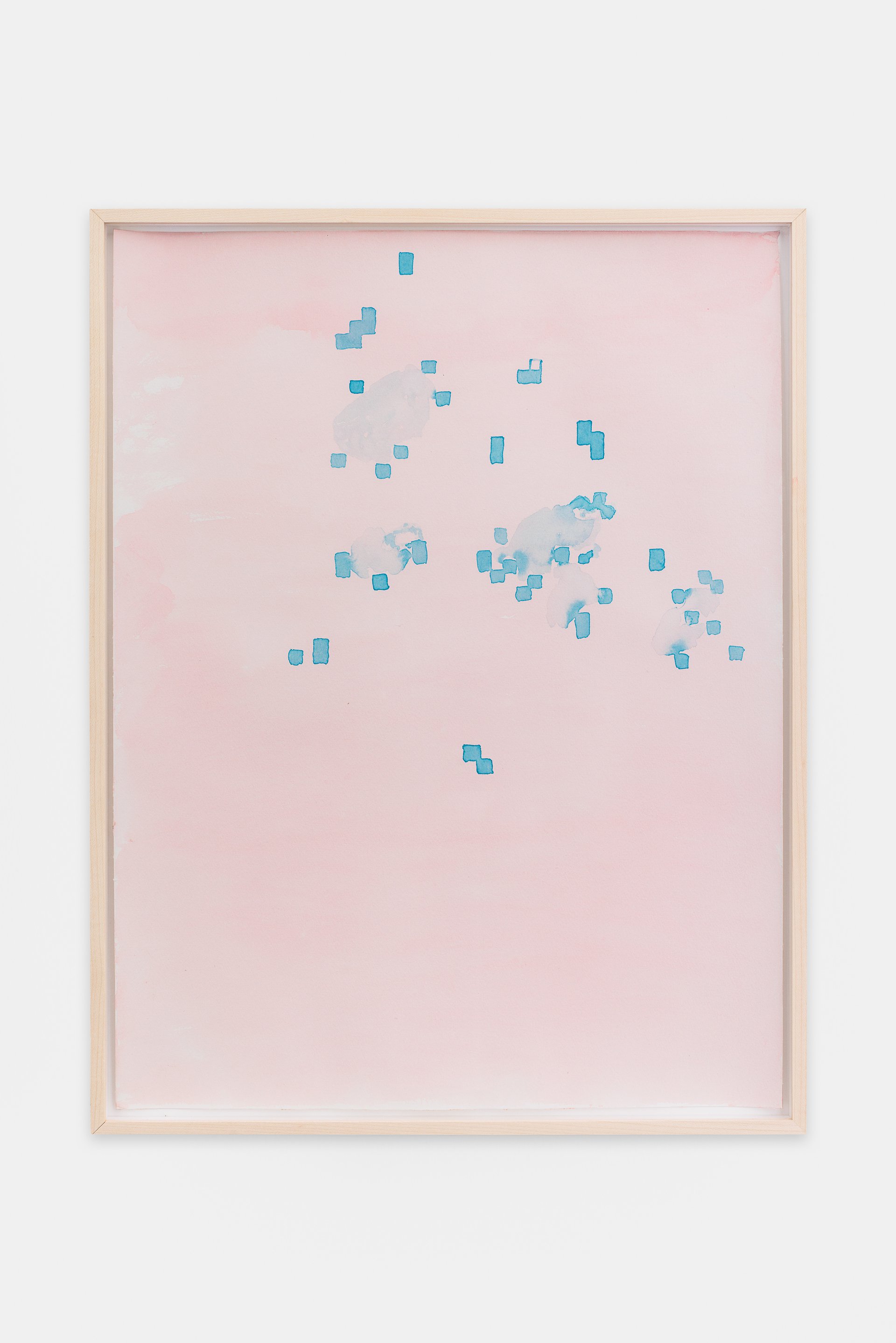 Lisa HolzerUmbrella/Rain (pink/cyan), 2023Watercolor on paper, tennis ball50 x 38 cm