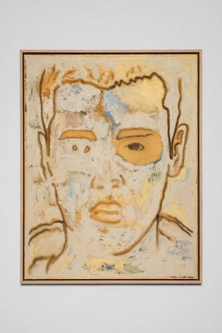 Philipp TimischlJustin after everything happened, 2025Oil and acrylic on canvas135 x 105 cm