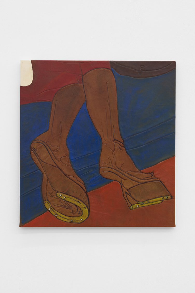 Lena HenkeNiche, 2020Soldered, burned and painted leather on wood70 x 75 cm