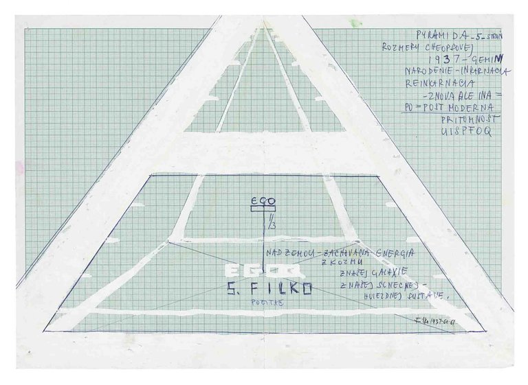 Stano FilkoEGOQ, ca. 2000Mixed media on paper30 x 42 cmOꓘ⅃Iꟻ OИATƧ, Layr, Rome, 2019