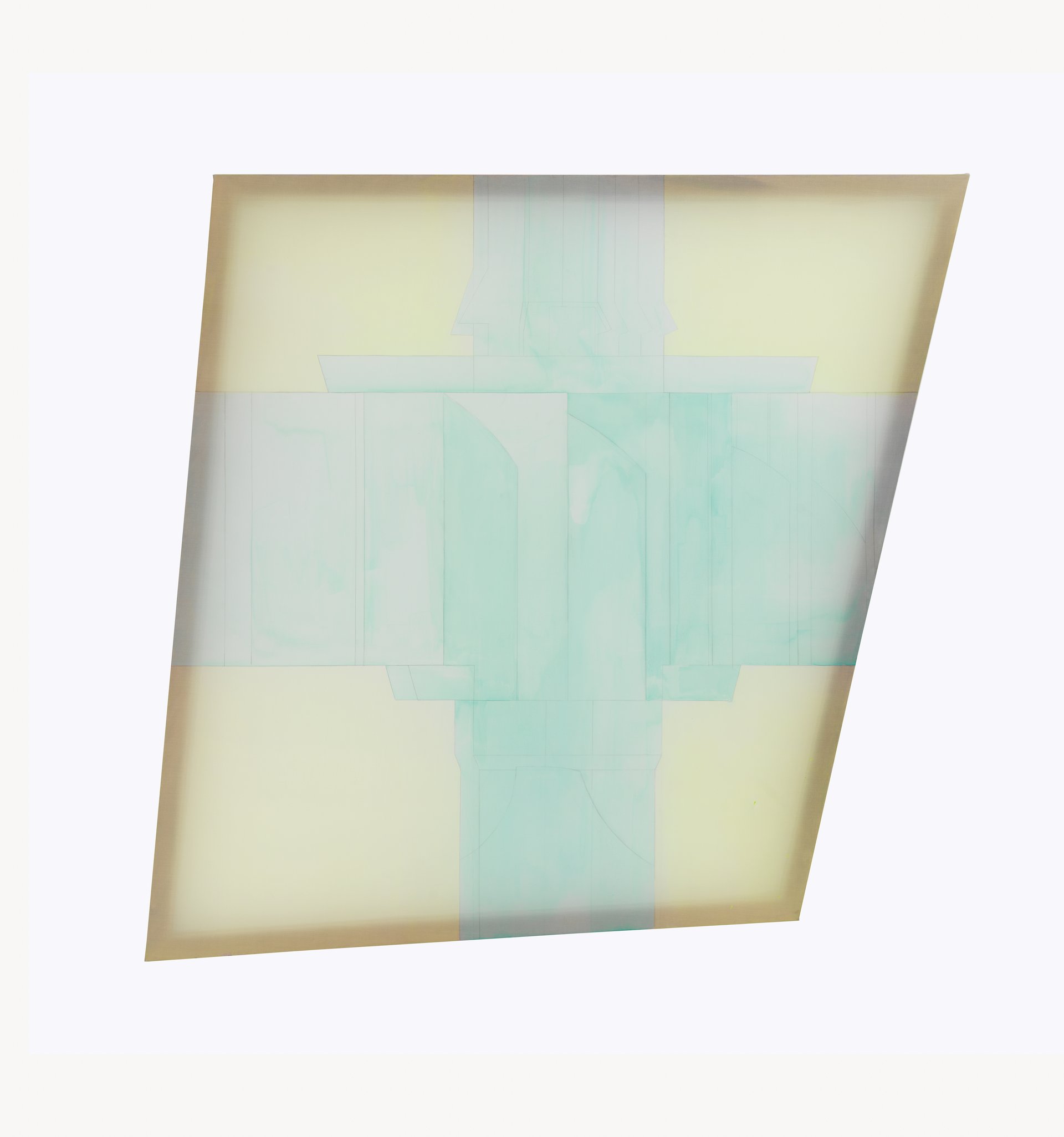 Leah Ke Yi ZhengUntitled, 2024Acrylic on silk over mahogany stretcher58 x 60 in