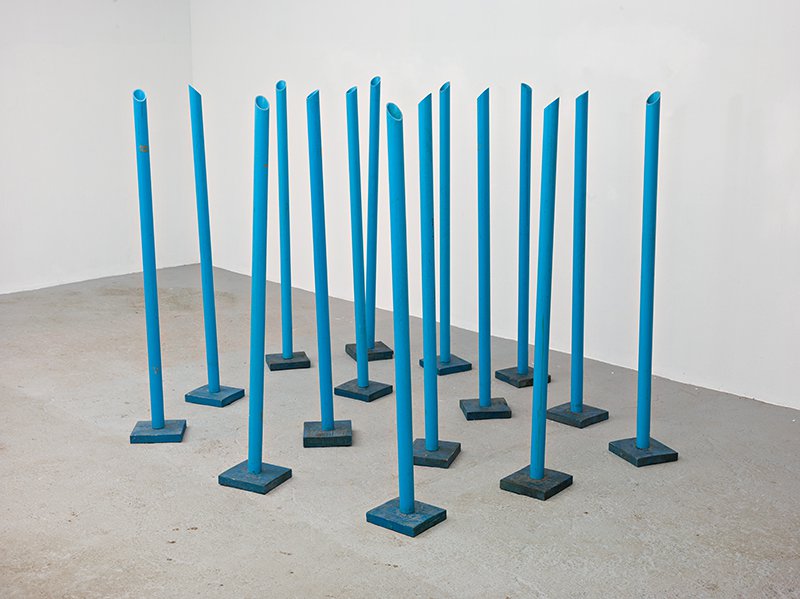 Stano FilkoBlue Verticals in Space, 1966-1967Plastic, painted woodDimensions variable