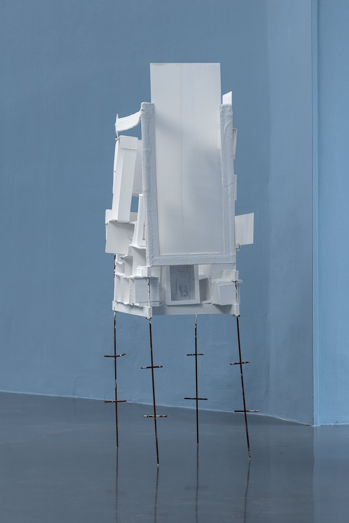 Tillman KaiserBoxoffice, 2020Cardboard, glass, metal, dispersion paint, oil paint136 x 63 x 55 cm