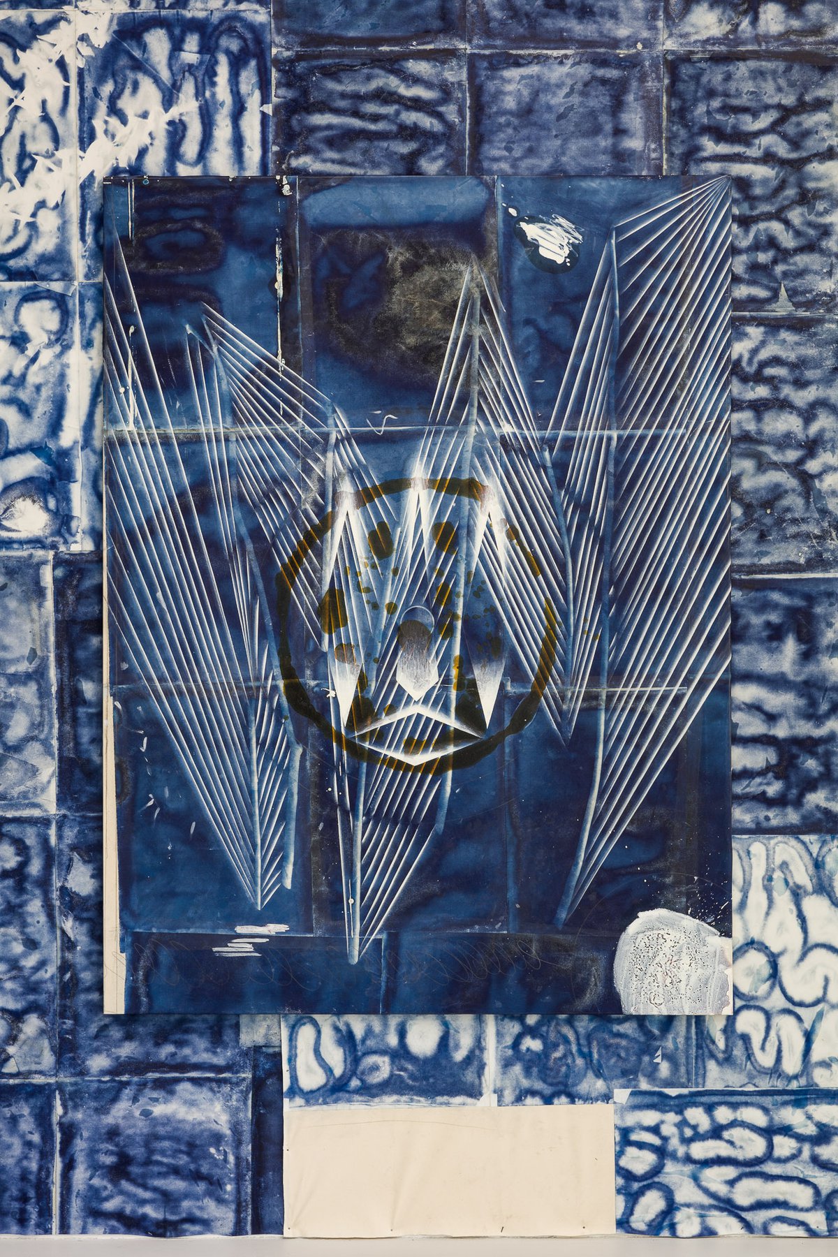 Tillman KaiserThis, 2021Oil/eggtempera on cyanotype on paper/canvas200 x 150 cm