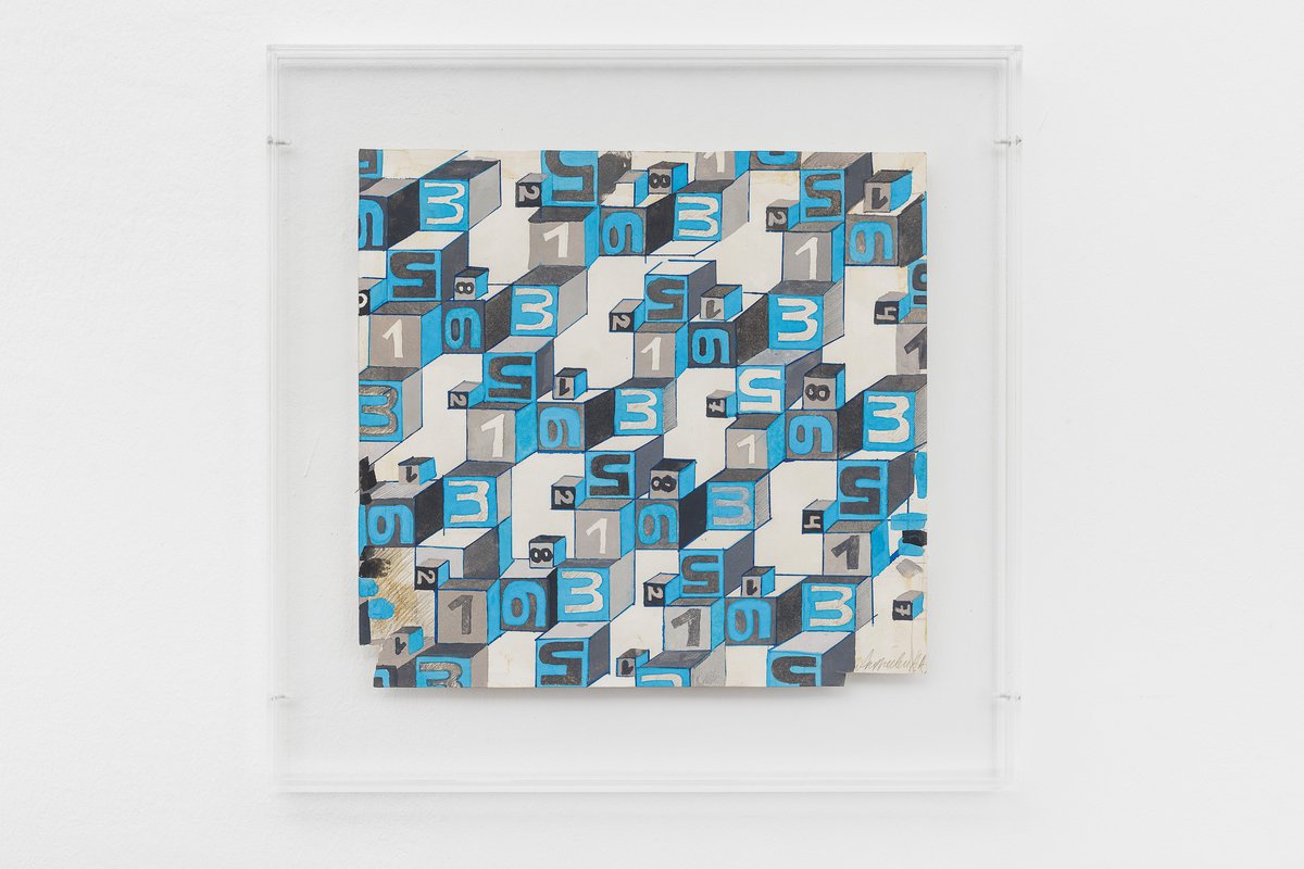 Anna AndreevaLittle Cubes (Numbers), 1978Ink, gouache and pencil on paper49 x 49.5 cm (framed)