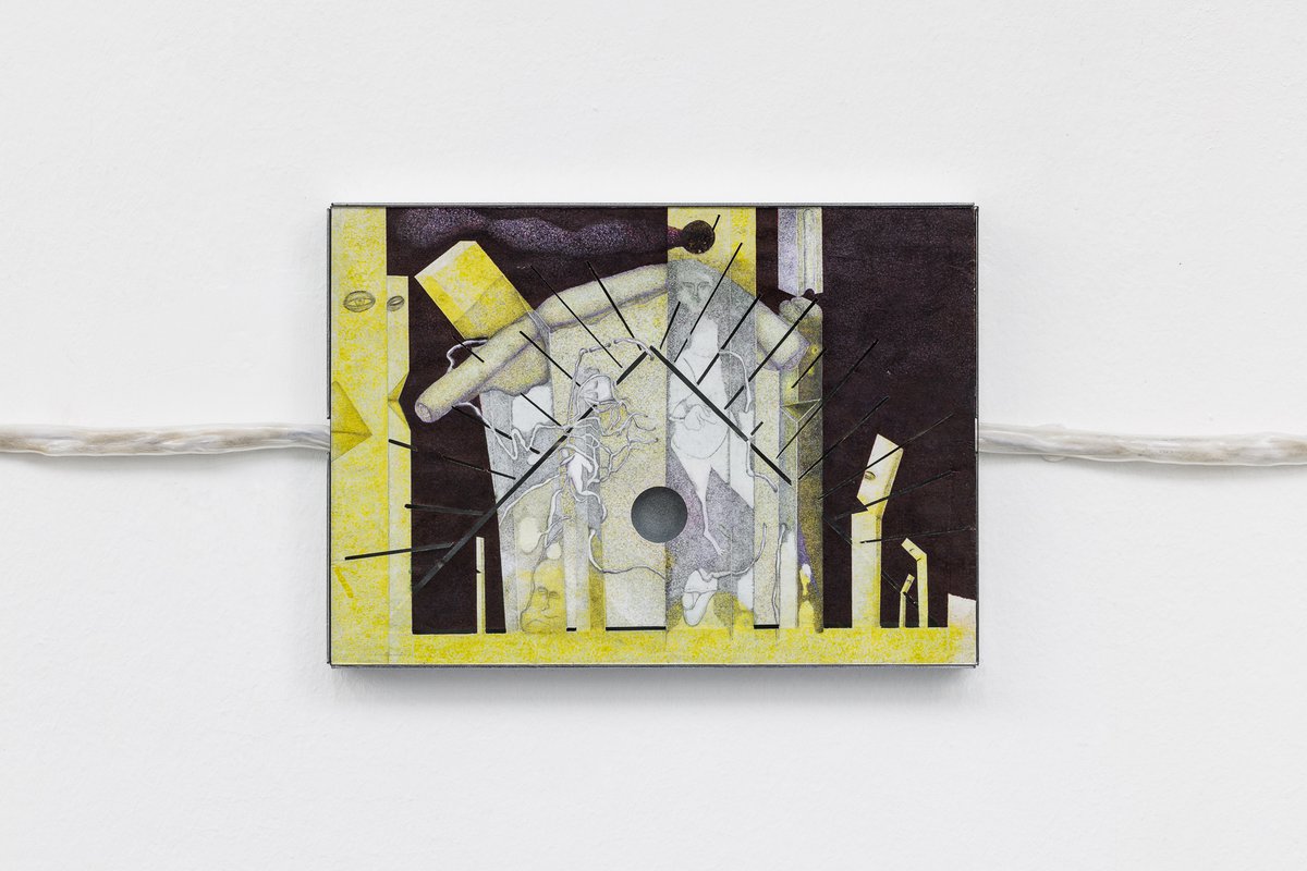 Niklas LichtiThe Georgia Guiding Stones, 2022Pencil, Ballpoint Pen, Olive Oil, Silver Leaf on Paper, Artist Frame21,4 × 30 cm (framed)