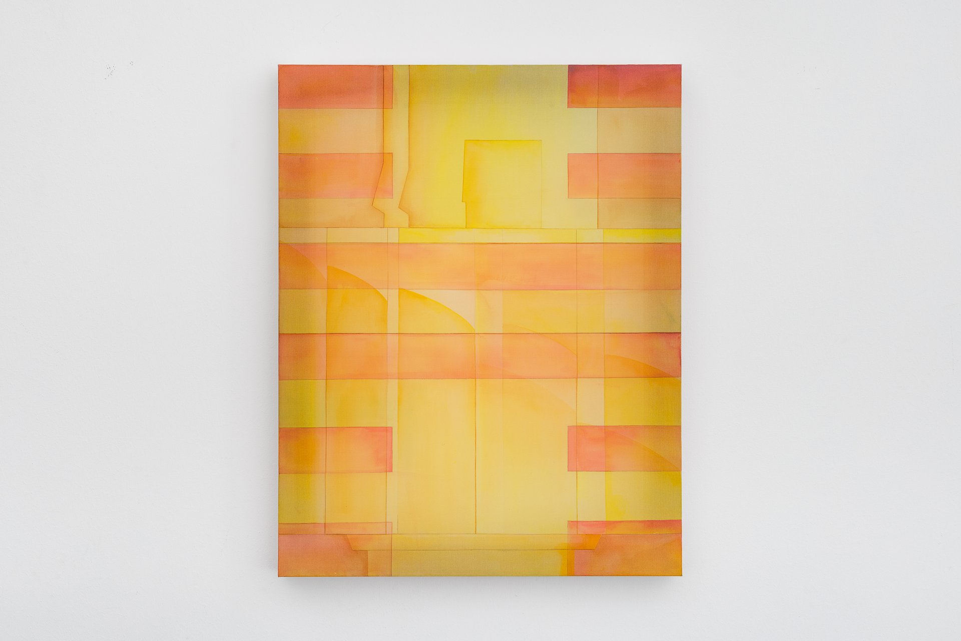 Leah Ke Yi ZhengUntitled (no.62/machine), 2025Acrylic on silk over mahogany stretcher67.31 x 53.34 x 5.72 cm