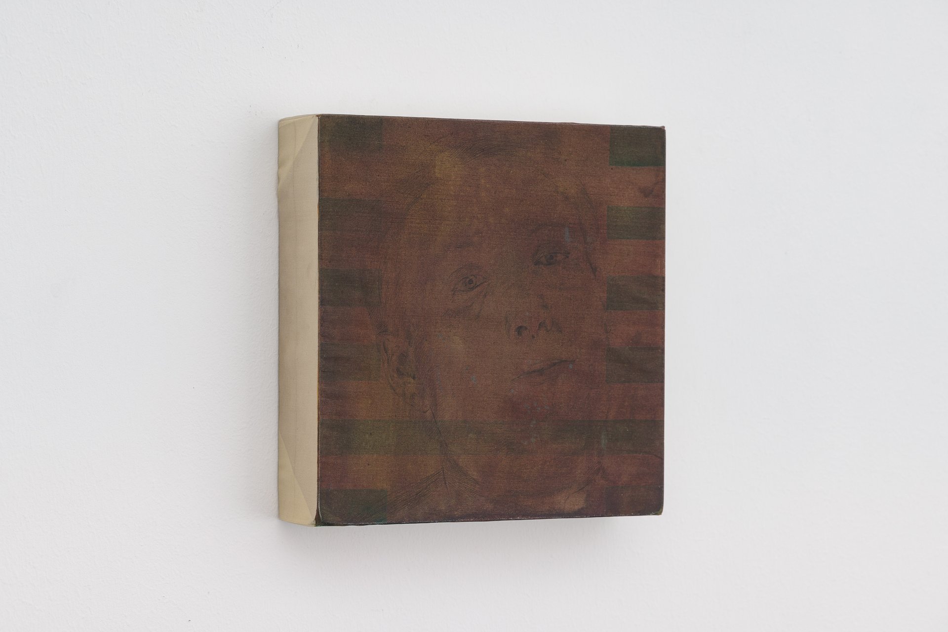Leah Ke Yi ZhengFather Sogol, 2024Acrylic on silk over mahogany stretcher22.7 x 22 x 5.7 cm