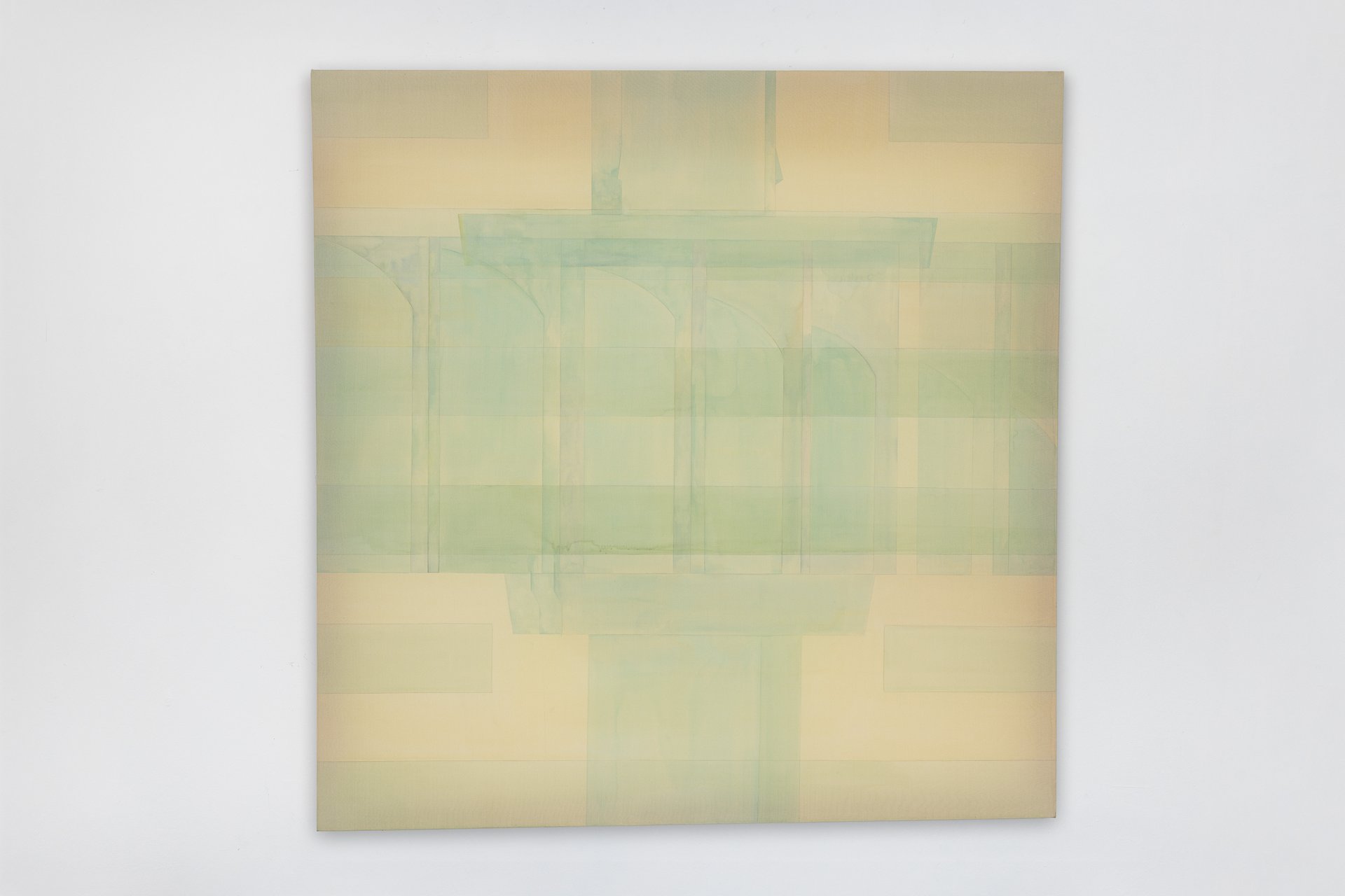 Leah Ke Yi ZhengUntitled (Machine), 2025Silk over acrylic on silk over cherry stretcher154 x 150.7 x 5.5 cm
