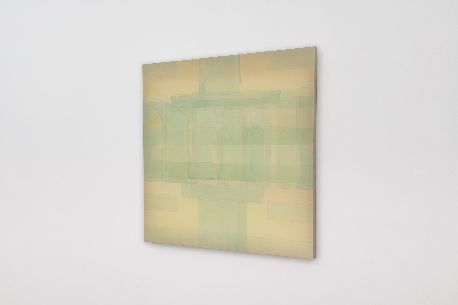 Leah Ke Yi ZhengUntitled (Machine), 2025Silk over acrylic on silk over cherry stretcher154 x 150.7 x 5.5 cm