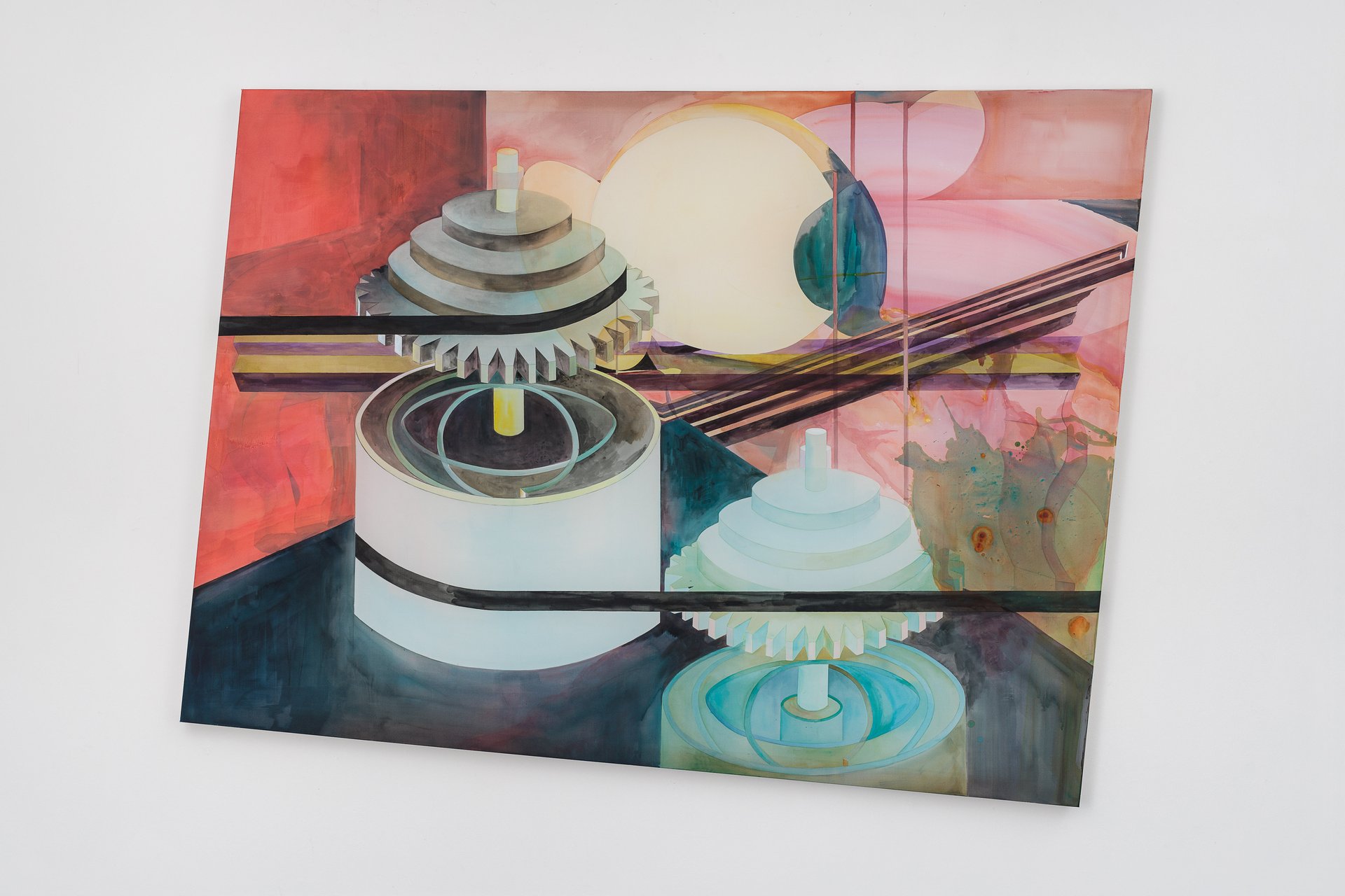 Leah Ke Yi ZhengUntitled, 2024 Acrylic on silk over mahogany stretcher171 x 212 x 5.6 cm