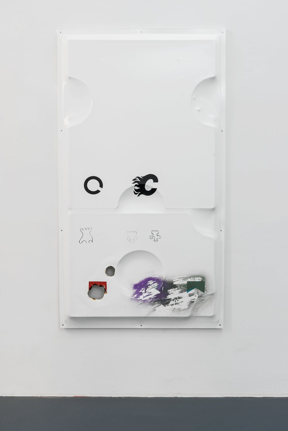 Benjamin HirteLetter piece, 2017UV print on PVC, vacuum formed, paint, aluminum frame, blind rivets180 x 100 cm