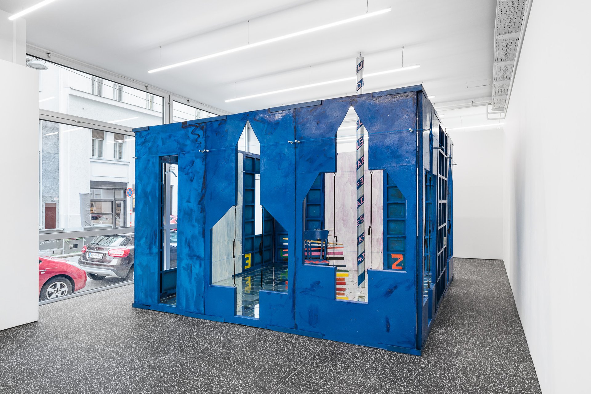 Stano FilkoCosmosouterspaceunivers, 2005Acrylic, wood, mirrors,tailor&#x27;s rubber370 × 370× 240 cm