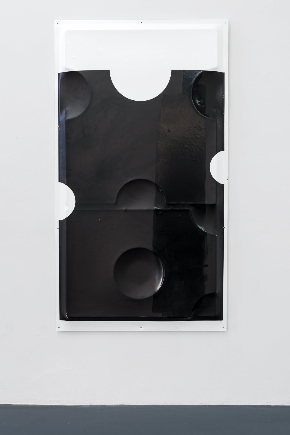 Benjamin HirteBlack letter piece, 2017UV print on PVC, vacuum formed, paint, aluminum frame, blind rivets180 x 100 cm