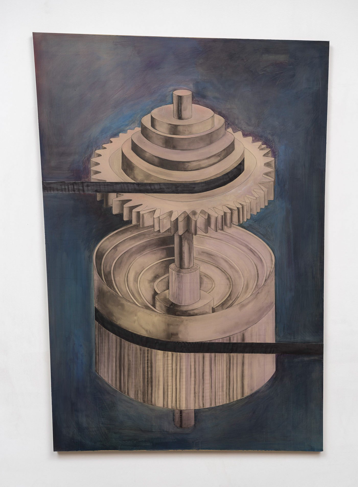 Leah Ke Yi ZhengUntitled (Fusée), 2023Acrylic, ink and pigments with ox bone glue on silk over cherry wood stretcher48 x 67 in / 121.9 x 170.2 cm