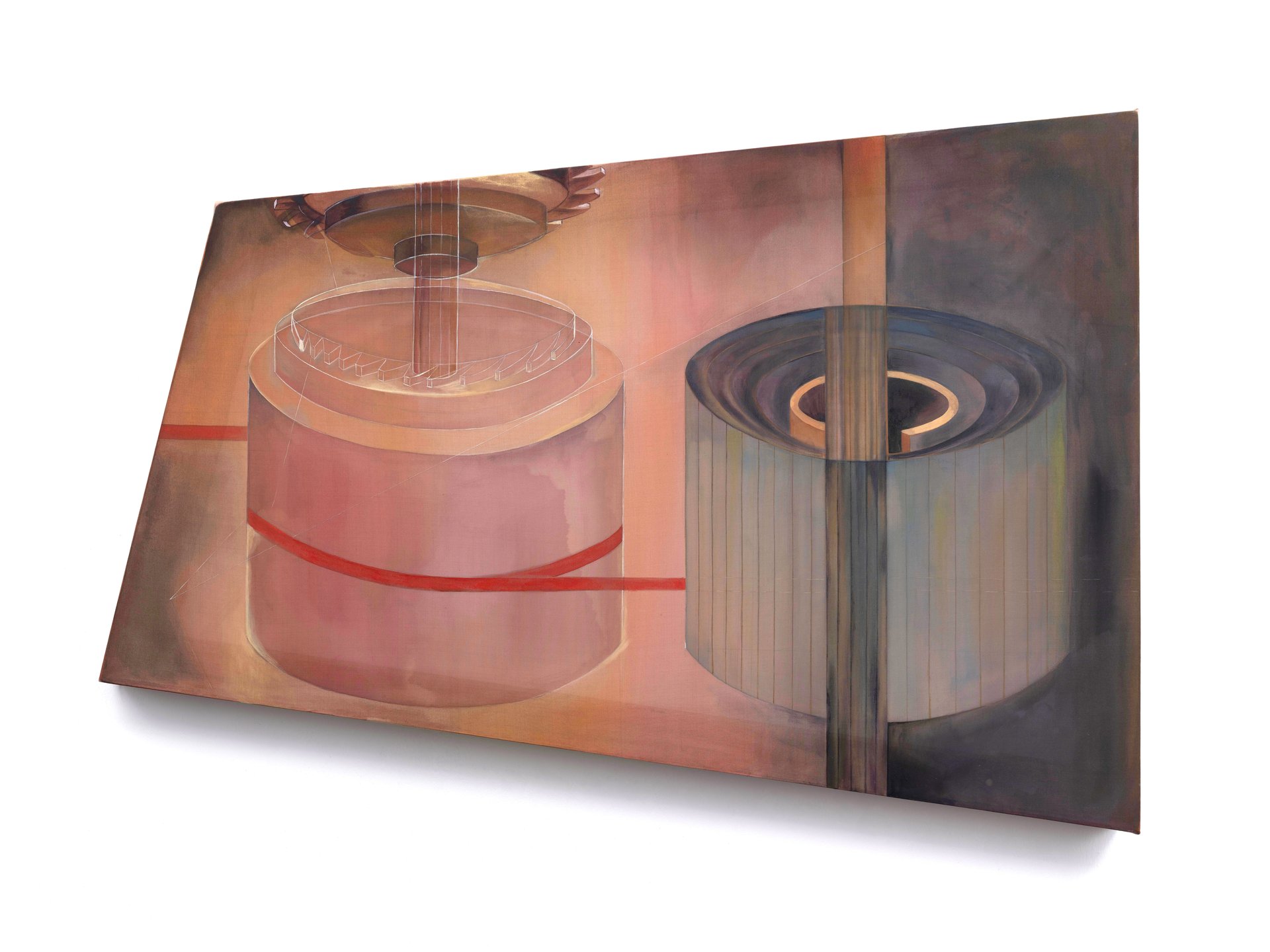 Leah Ke Yi ZhengUntitled (Schouwen), 2023Acrylic on silk over mahogany artist stretcher32 x 17 x 36 x 24 ¾ in / 81.28 x 43.18 x 91.44 x 62.87 cm