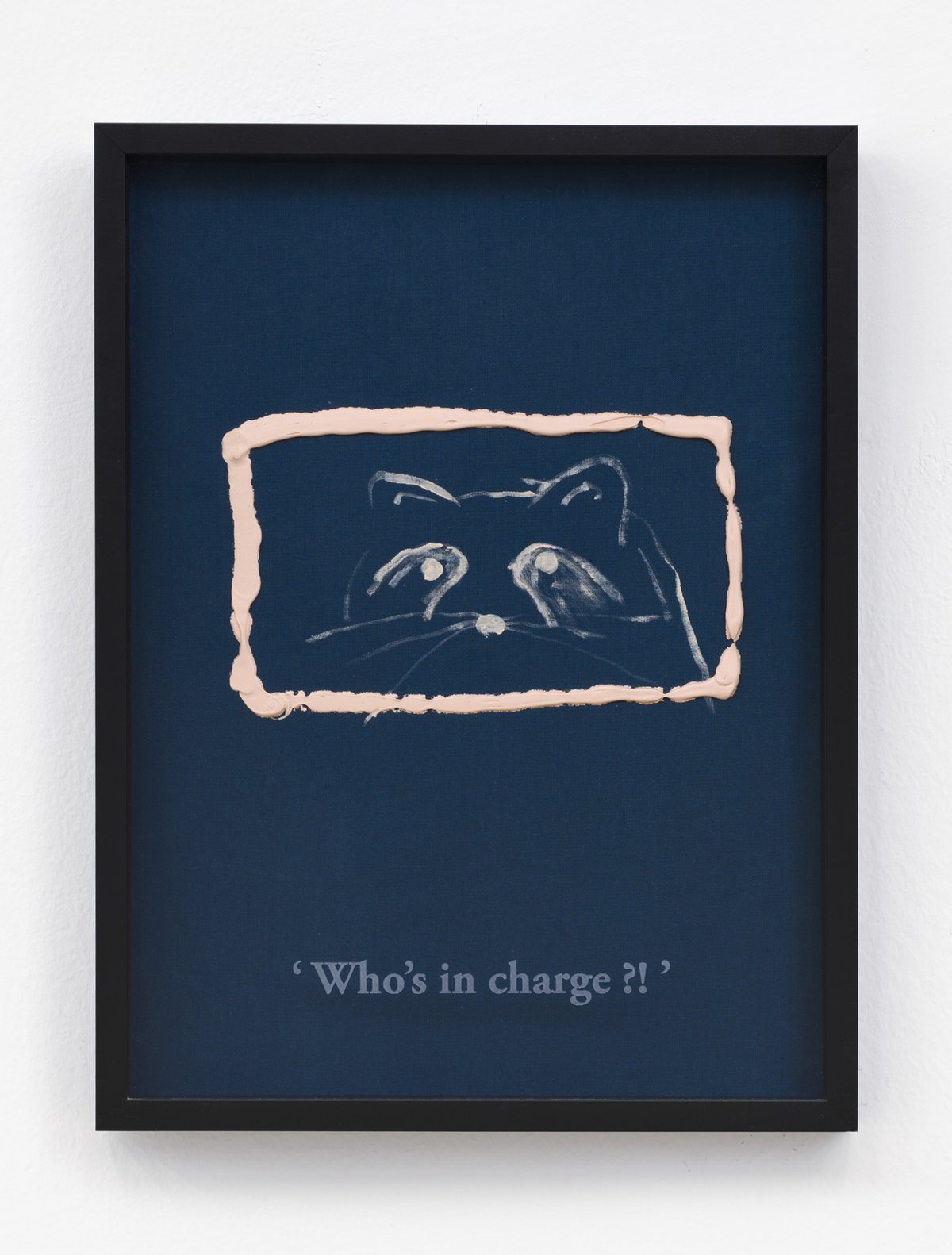 Philipp Timischl&quot;Who&#x27;s in charge?!&quot; (Navy/Flesh Colour), 2017Acrylic on linen and glass-engraved object frame40.1 x 32.1 cm