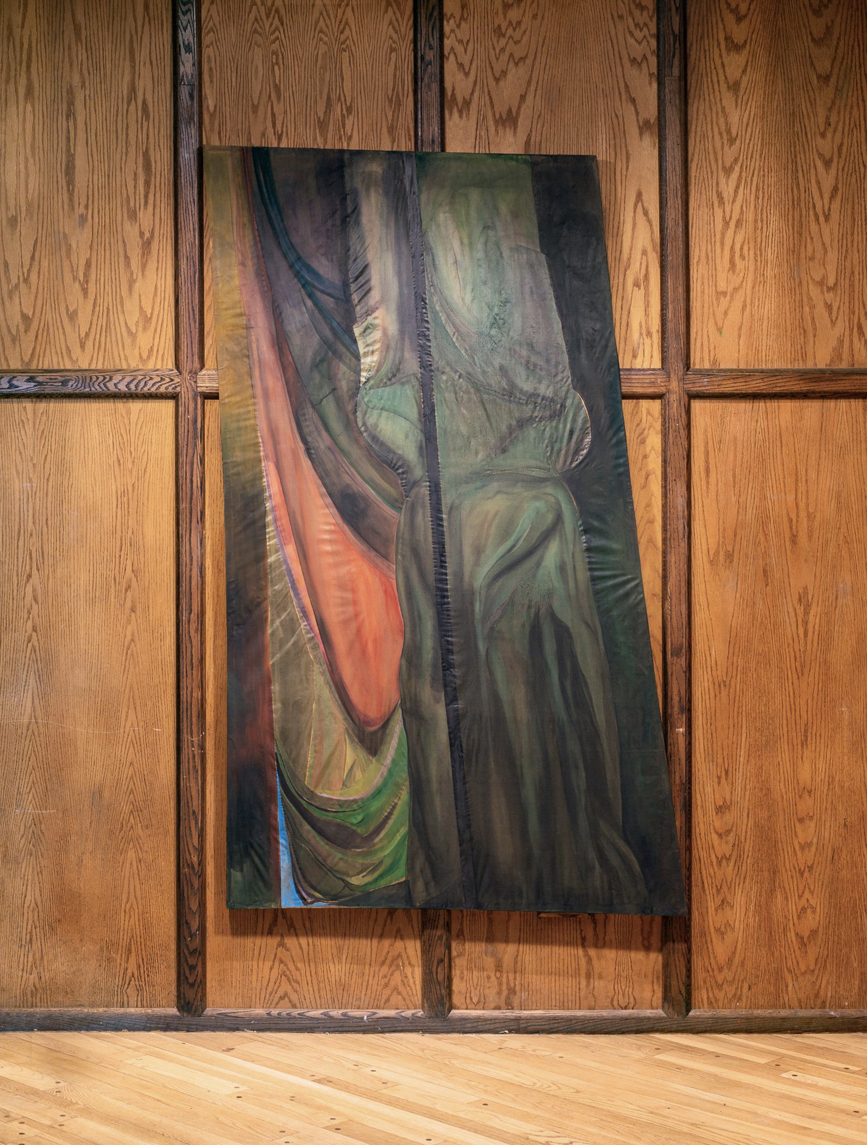 Leah Ke Yi ZhengUntitled, 2021Ink and pigments with ox bone glue on silk over rosewood artist stretcher78 x 48 in / 198.1 x 121.9cm