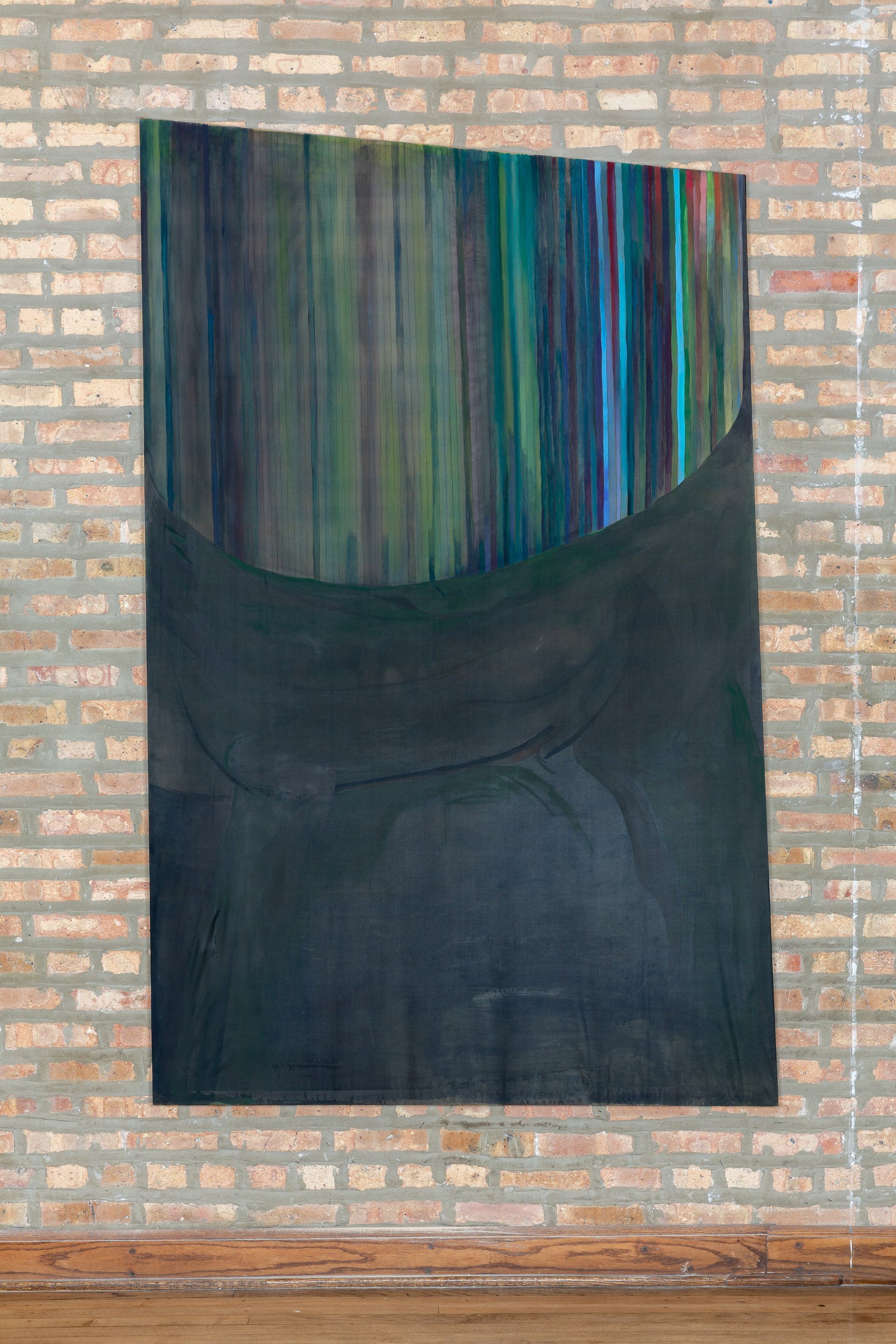 Leah Ke Yi ZhengUntitled, 2021Ink and pigments with ox bone glue on silk over cherry wood artist stretcher79x49 in / 200.7 x 124.5cm