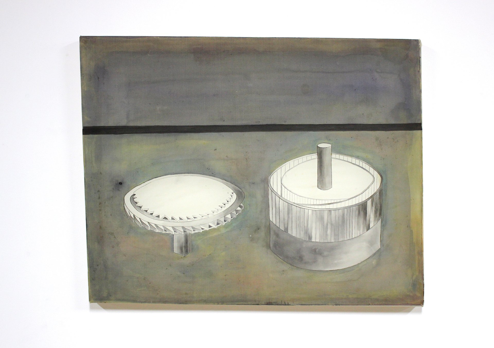 Leah Ke Yi ZhengUntitled (Fusée), 2021Pigments and ink with ox bone glue on silk over shaped stretcher32 x 35 in