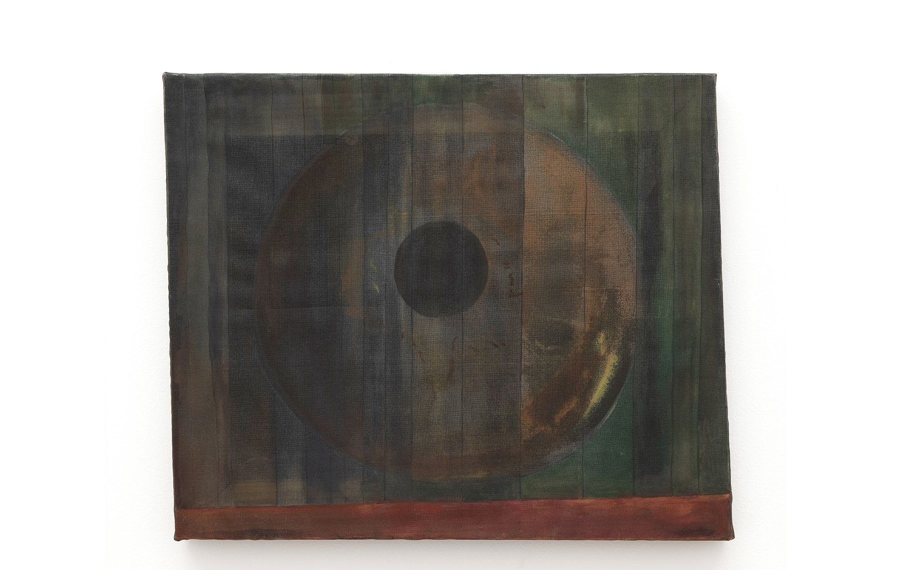 Leah Ke Yi ZhengUntitled (Eye), 2021Pigments on silk with ox bone glue over shaped stretcher11 ¾ x 12 3/4 in / 29.8 x 32.4cm