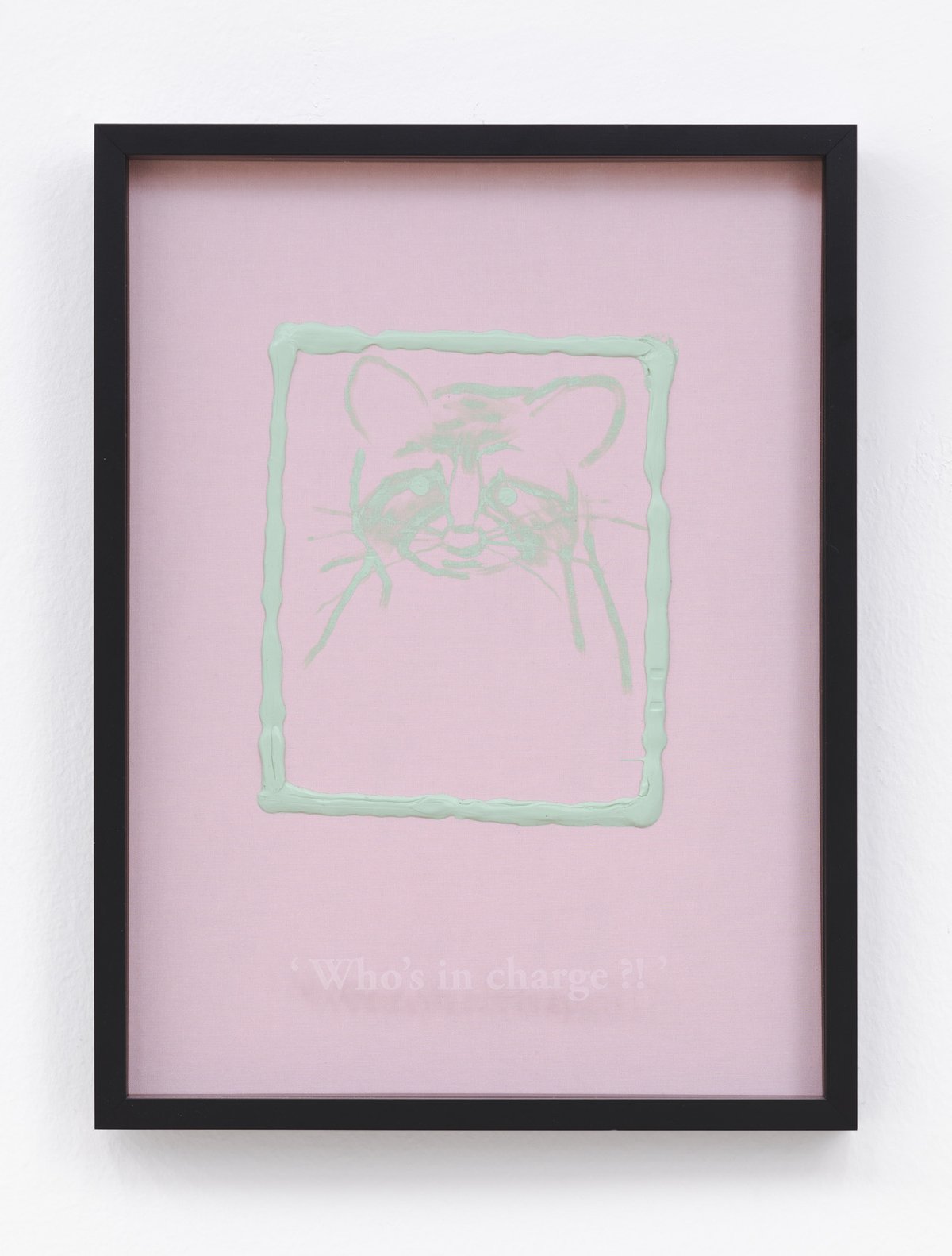 Philipp Timischl&quot;Who&#x27;s in charge?!&quot; (Rose/Mint), 2017Acrylic on linen and glass-engraved object frame40.1 x 32.1 cm