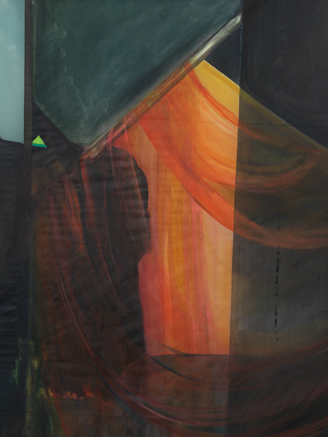 Leah Ke Yi ZhengUntitled (Droctulft), 2022 (detailPigments and acrylic on silk61 x 68 in / 154.9 x 172.7 cm