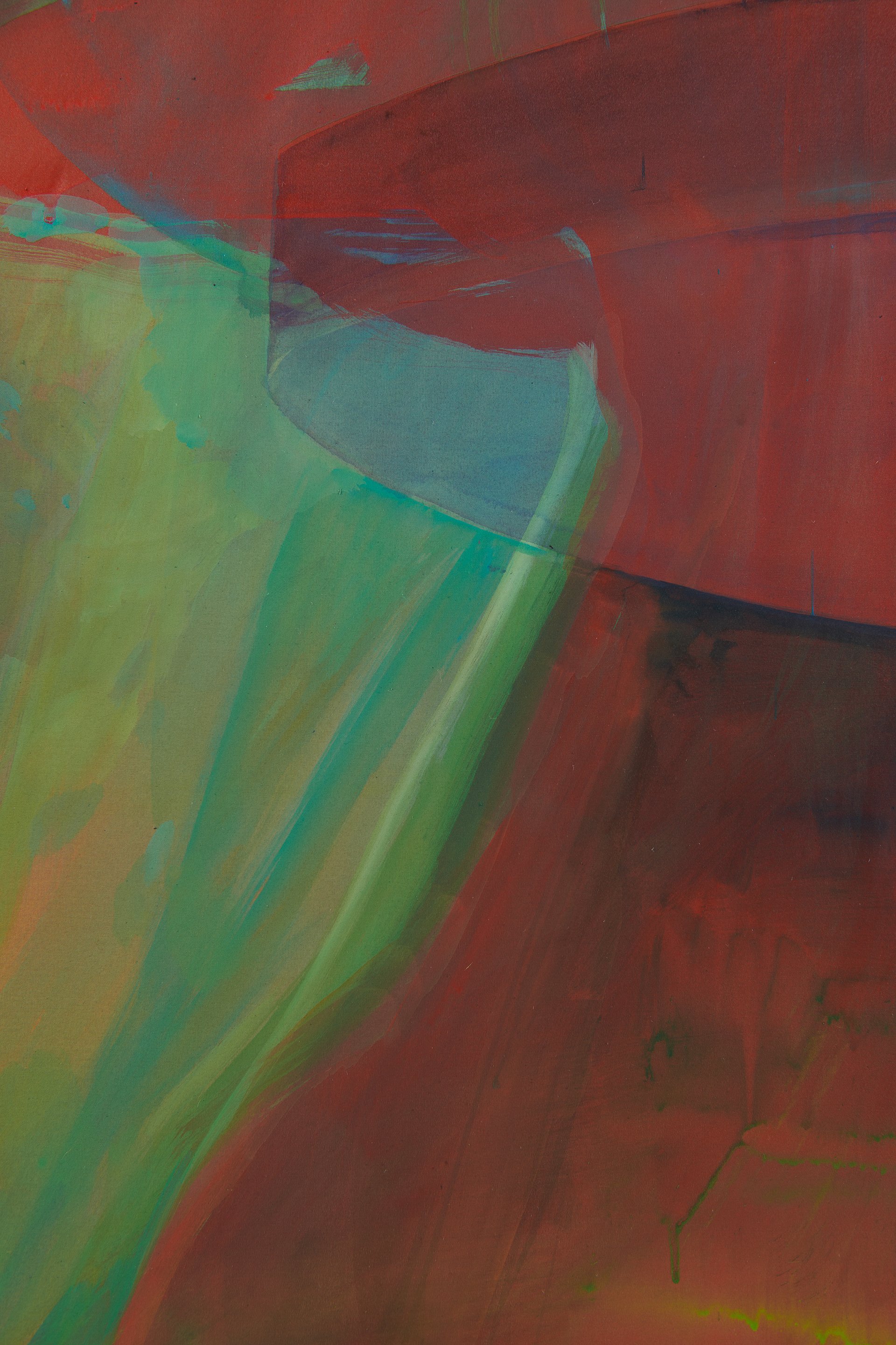 Leah Ke Yi ZhengUntitled, 2023 (detail)Acrylic and pigments with ox bone glue on silk over mahogany artist stretcher85 108 in / 215.9 x 274.3cm