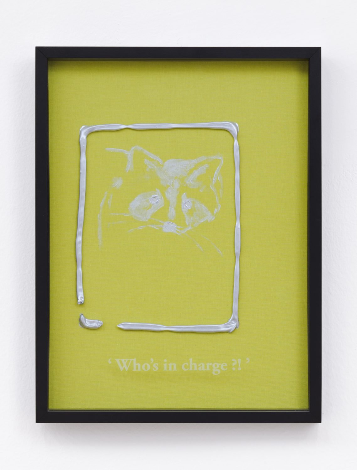 Philipp Timischl&quot;Who&#x27;s in charge?!&quot; (Lemon/Silver), 2017Acrylic on linen and glass-engraved object frame40.1 x 32.1 cm, unique