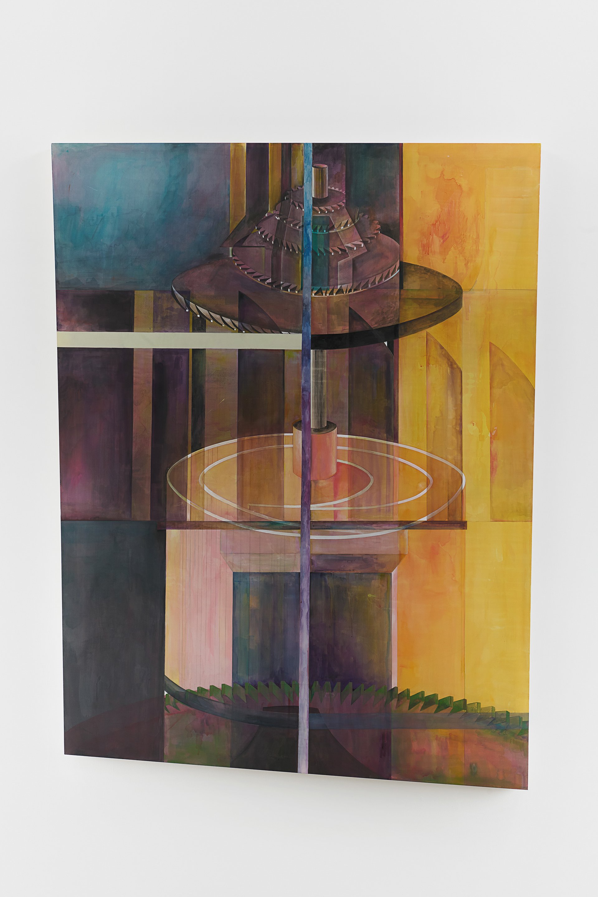 Leah Ke Yi ZhengMachine, 2024Acrylic on silk over pinewood stretcher83 x 64 in / 210.8 x 162.6 cm