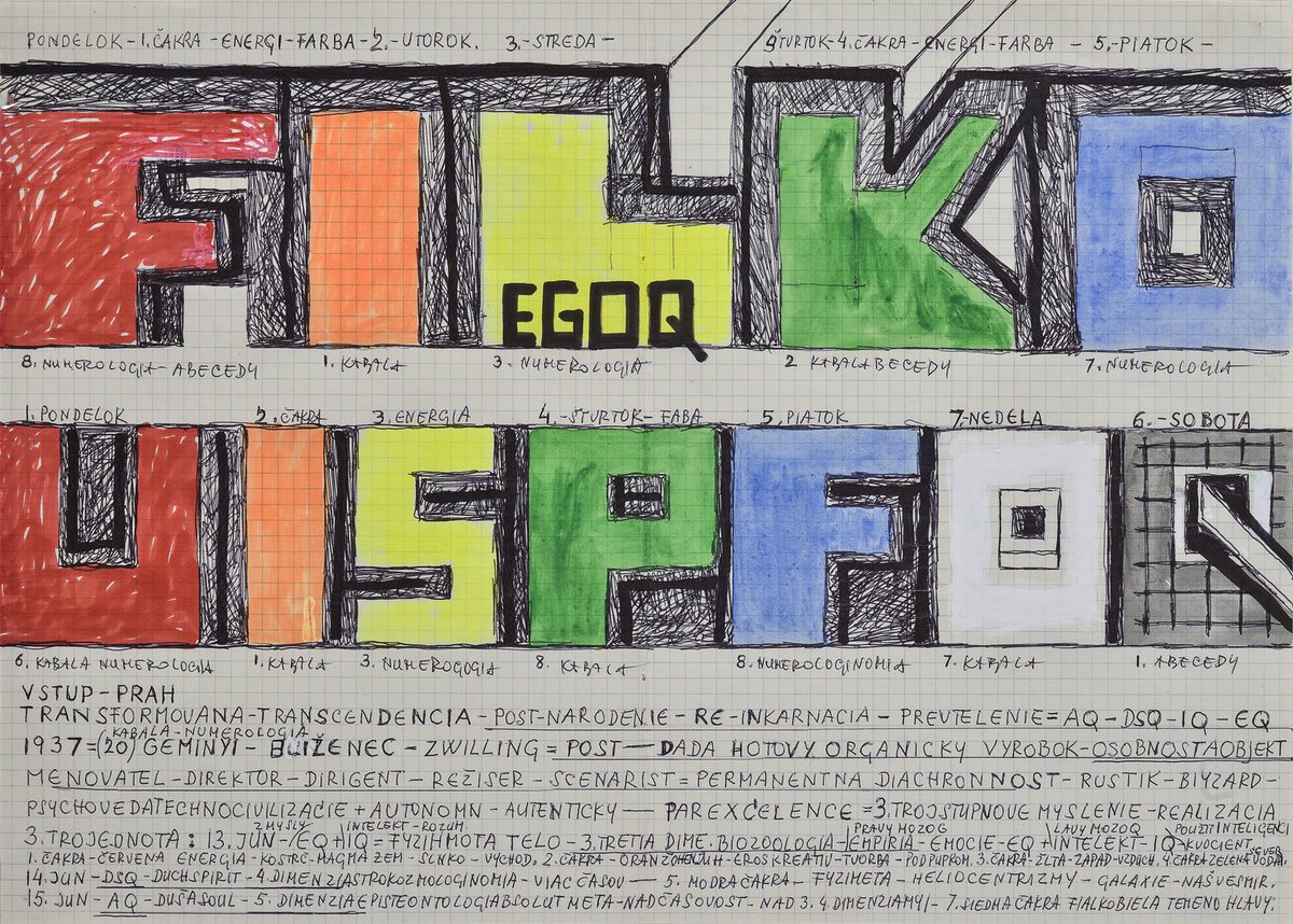 Stano FilkoFrom the series FILKO EGOQ UISPFOQ, 1995Felt-tip pencil, pencil, paper29.5 x 41.2 cm