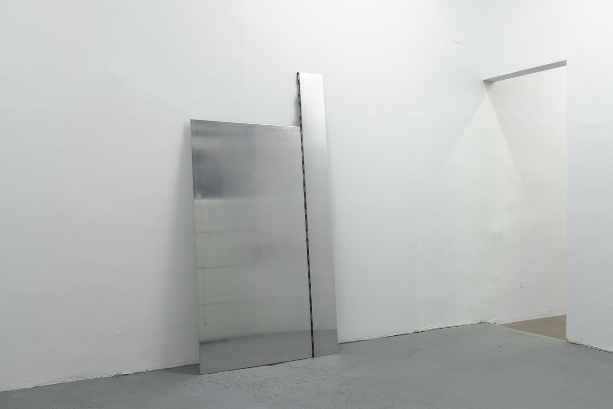 Benjamin HirteUntitled (hinge), 2012Aluminium, steel250 x 127 cmA to K, Layr An der Hülben, Vienna, 2012