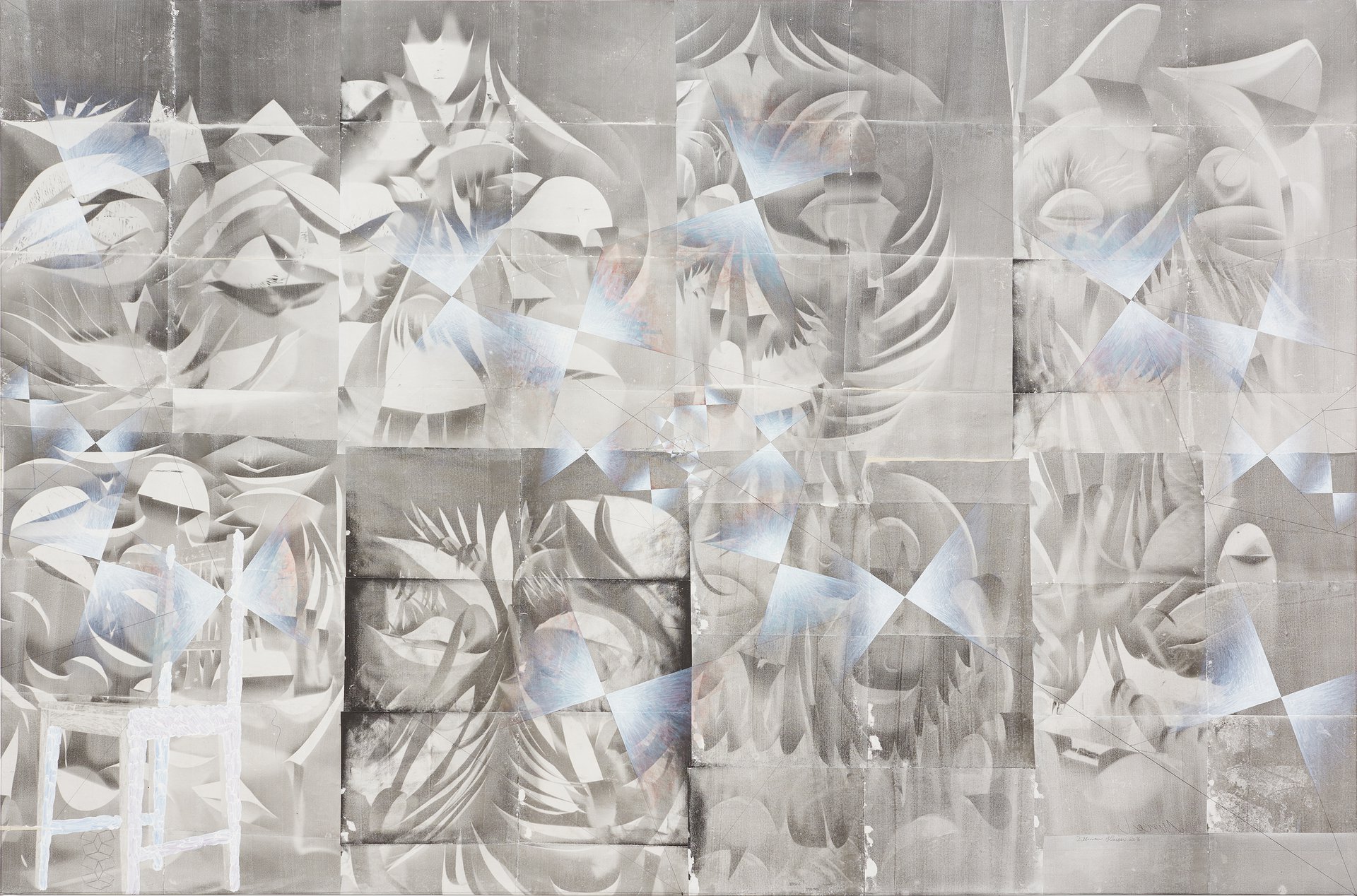 Tillman KaiserMore Blood, 2018Photogram and egg tempera on paper on canvas200 x 300 cm