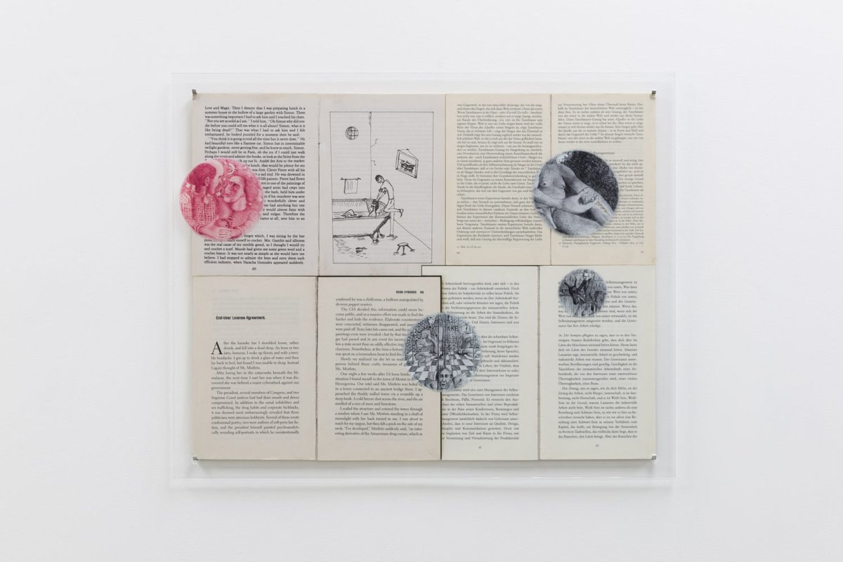 Niklas LichtiIngwer &amp; Selters, 2019UV print on glass, books, stainless steel51.7 x 41.8 cm