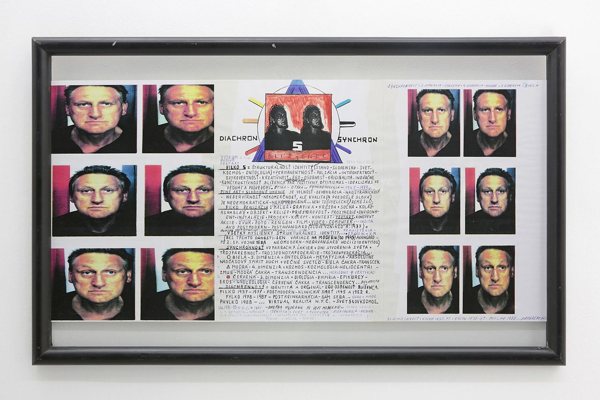 Stano FilkoSelf-portraitsFelt tip on photo copy, acrylic, wooden frame57 x 95 x 35 cm