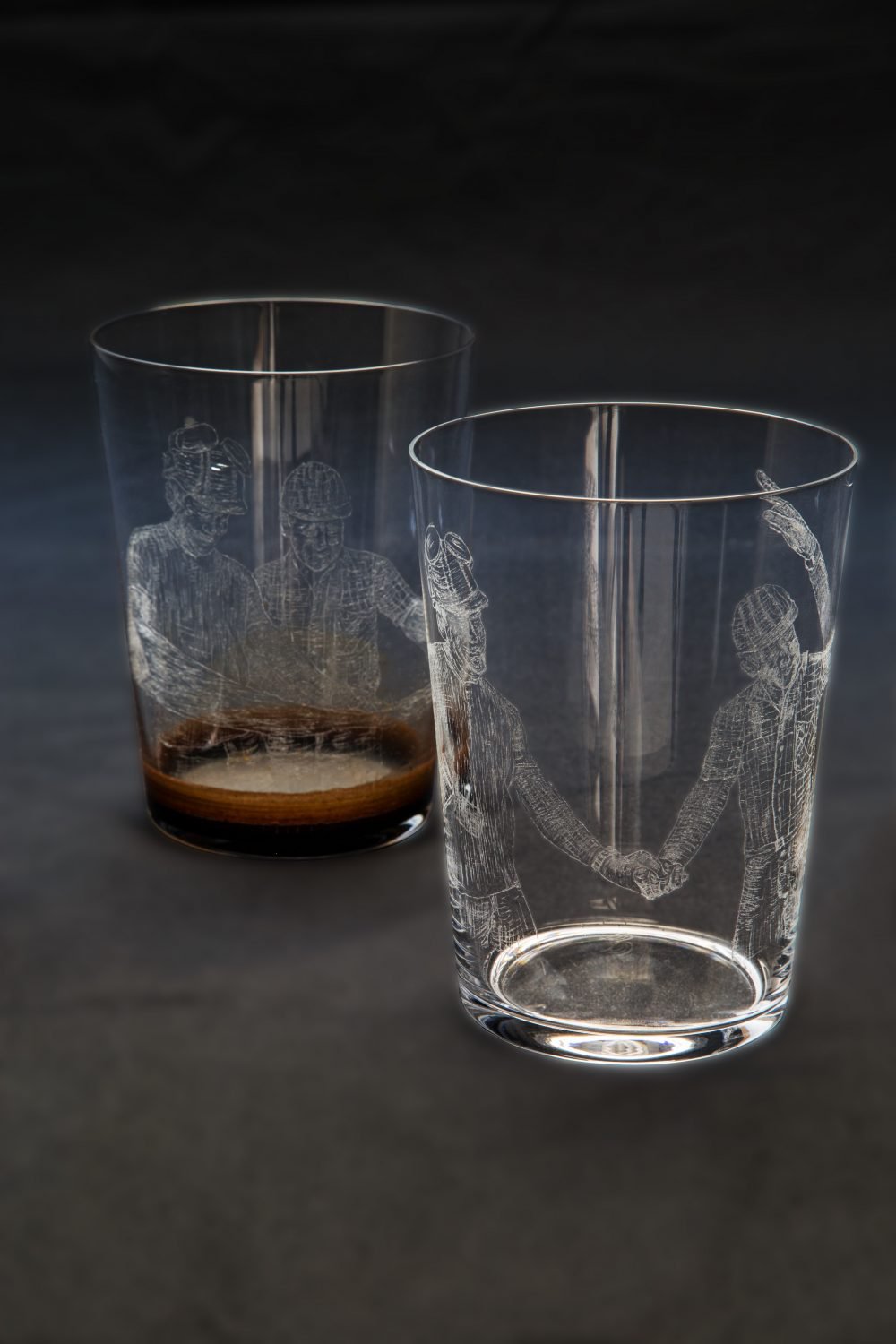 Niklas LichtiHart to Hart, 2015Engraved glasses, coffeeDimensions variable