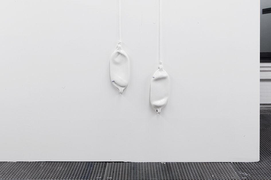 Marius EnghHercules, 2015Boat fender, rope, mooring ring, using both sides of wall, fender57 x 23 cm, 500 cm rope (x2)