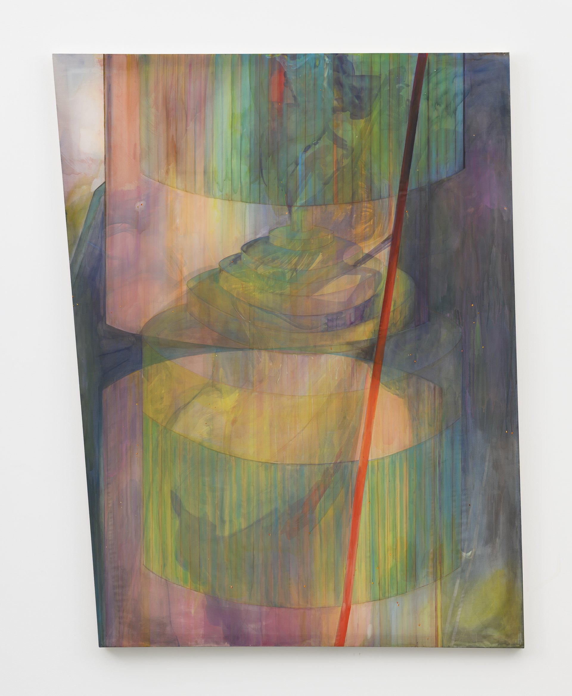Leah Ke Yi ZhengFusée (sanity), 2023Acrylic, ink, bleach on silk over mahogany stretcher213 x 160 cmCourtesy Zeno X Gallery, Antwerp, Photo: Peter Cox