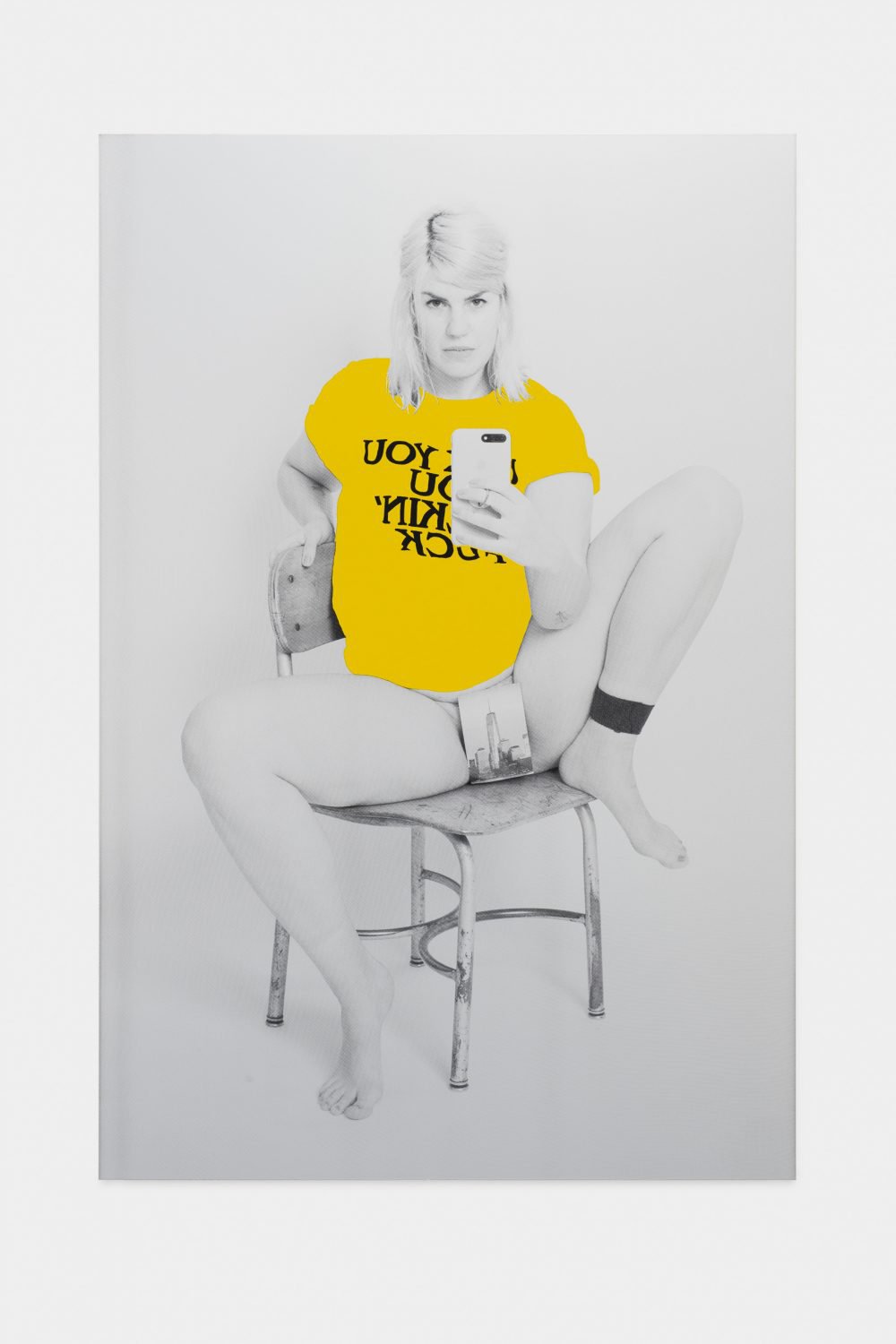 Lena HenkeThe other object, (self-portrait yellow), 2018Silkscreen on aluminium180 x 120 cm