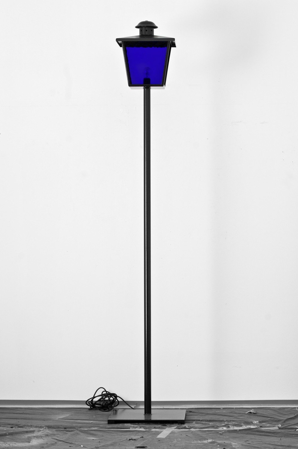 Marius EnghBlue Lamp, 2014Metal, blue glass, lamp bulb, electrical wire, spray paint230 x 50 x 50 cm