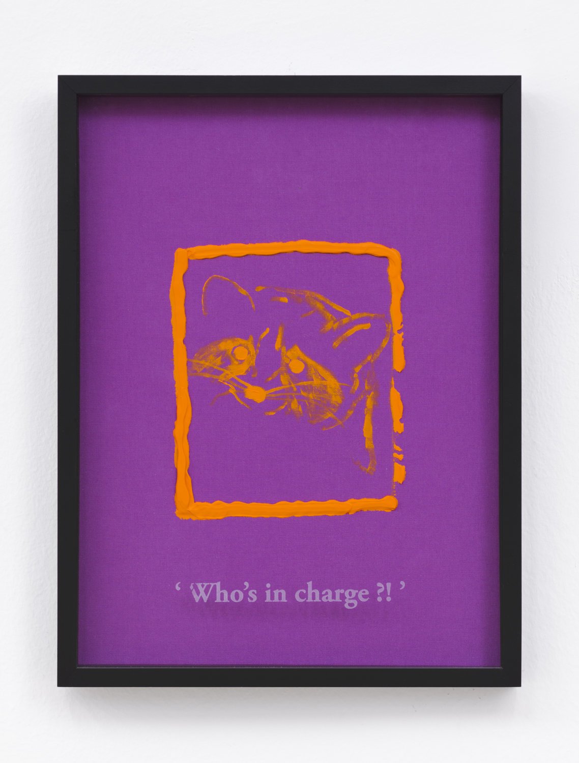 Philipp Timischl&#x27;Who&#x27;s in charge?!&#x27; (Magenta/Cadmium Yellow Light), 2017Acrylic on linen and glass-engraved object frame40.1 x 32.1 cm