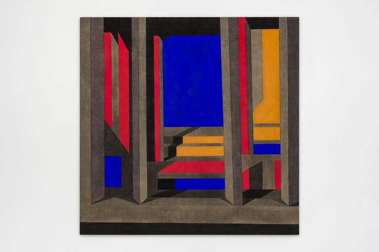 Matthias NogglerColumns, 2024Gouache and coloured pencil on linen161 x 160.5 cm