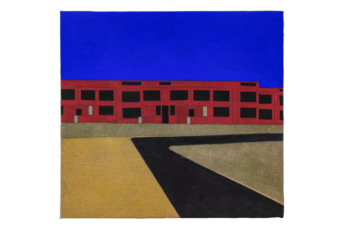 Matthias NogglerHousing complex II, 2024Gouache and colored pencil on linen65 x 70 cm