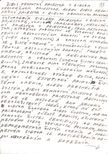 Stano Filko, Milos Laky, Ján ZavarskýA white space in a white space, 1974Handwritten manuscript